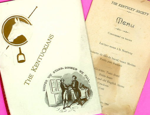 The Kentuckians menu, 1904, and dance program, 1909 (WKU Special Collections Library)