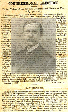 H. W. Bruce, candidate for Confederate Congress