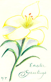 Easter card of artist Mazie Lee Thomas