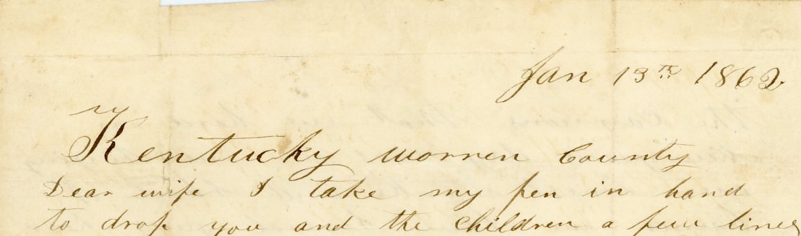 The salutation of J.J. Williams' letter to his wife, 13 January 1862.