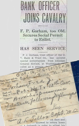 image of clipping and tag regarding Fred Gorham