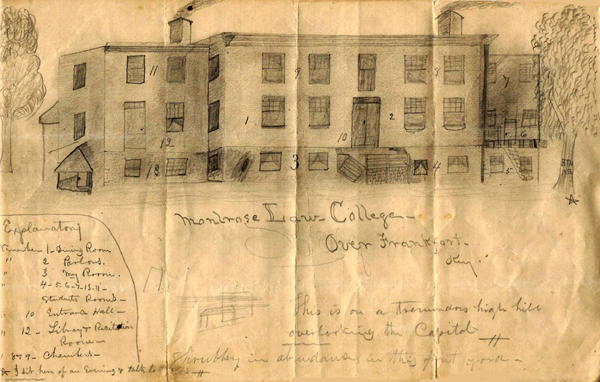 Student Henry Harris sketched the Montrose Law College, 1856