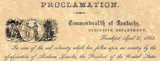 Lincoln assassination proclamation
